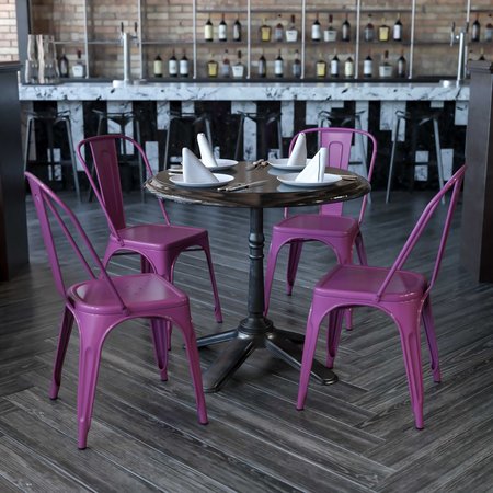 Flash Furniture Purple Metal Indoor-Outdoor Stackable Chair 4-ET-3534-PUR-GG