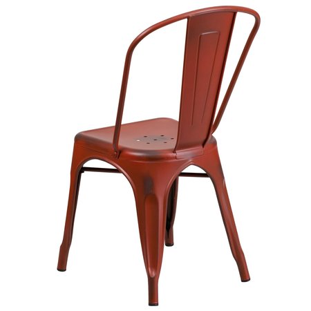 Flash Furniture Distressed Kelly Red Metal Indoor-Outdoor Stackable Chair 4-ET-3534-RD-GG