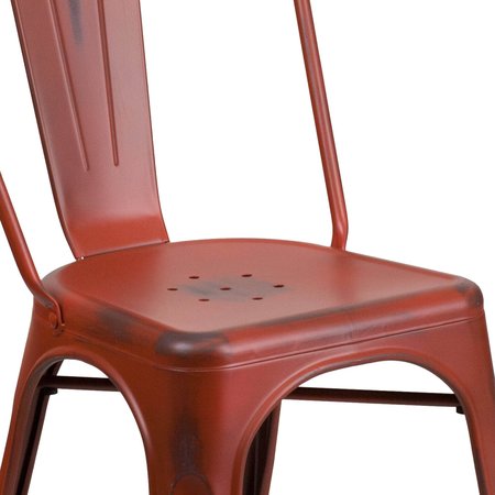 Flash Furniture Distressed Kelly Red Metal Indoor-Outdoor Stackable Chair 4-ET-3534-RD-GG