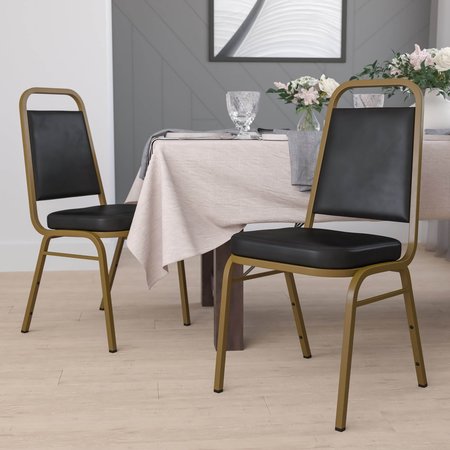 FLASH FURNITURE Black Vinyl Banquet Chair 4-FD-BHF-1-ALLGOLD-BK-GG