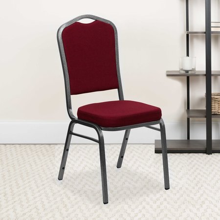 Flash Furniture Burgundy Fabric Banquet Chair 4-FD-C01-SILVERVEIN-3169-GG