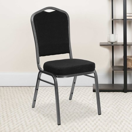 FLASH FURNITURE Black Fabric Banquet Chair 4-FD-C01-SILVERVEIN-S076-GG