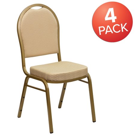 FLASH FURNITURE Beige Fabric Banquet Chair 4-FD-C03-ALLGOLD-H20124E-GG