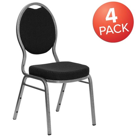 Flash Furniture Black Fabric Banquet Chair 4-FD-C04-SILVERVEIN-S076-GG