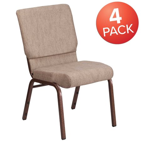 Flash Furniture Beige Fabric Church Chair 4-FD-CH02185-CV-BGE1-GG