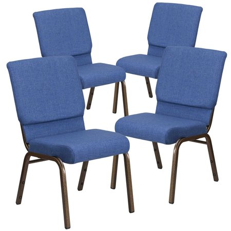 FLASH FURNITURE Blue Fabric Church Chair 4-FD-CH02185-GV-BLUE-GG