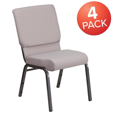 FLASH FURNITURE Gray Dot Fabric Church Chair 4-FD-CH02185-SV-GYDOT-GG