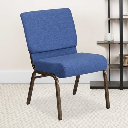 FLASH FURNITURE Blue Fabric Church Chair 4-FD-CH0221-4-GV-BLUE-GG