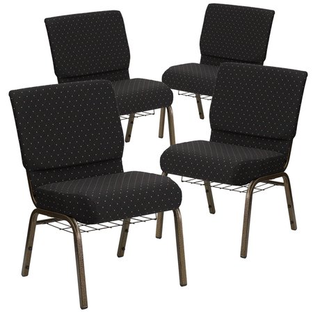 Flash Furniture Black Dot Fabric Church Chair 4-FD-CH0221-4-GV-S0806-BAS-GG