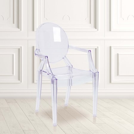FLASH FURNITURE Max 4 Pack Ghost Chair with Arms in Transparent Crystal 4-FH-124-APC-CLR-GG