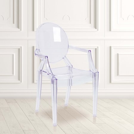 Flash Furniture Max 4 Pack Ghost Chair with Arms in Transparent Crystal 4-FH-124-APC-CLR-GG