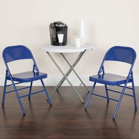 FLASH FURNITURE Cobalt Blue Folding Chair 4-HF3-BLUE-GG