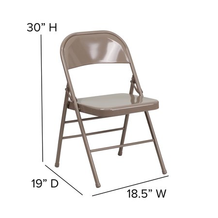 Flash Furniture Beige Metal Folding Chair 4-HF3-MC-309AS-BGE-GG