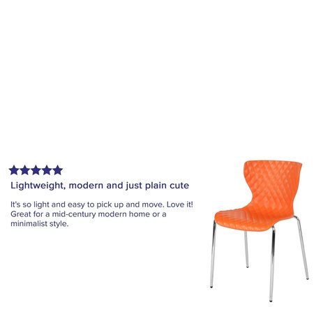 Flash Furniture Lowell Contemporary Design Orange Plastic Stack Chair, PK4 4-LF-7-07C-ORNG-GG