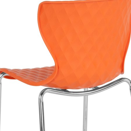 Flash Furniture Lowell Contemporary Design Orange Plastic Stack Chair, PK4 4-LF-7-07C-ORNG-GG