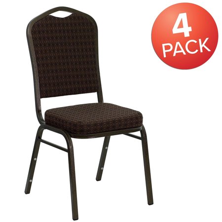 FLASH FURNITURE Brown Fabric Banquet Chair 4-NG-C01-BROWN-GV-GG