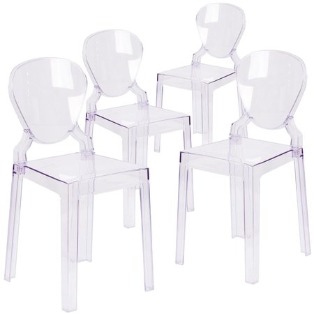FLASH FURNITURE Ghost Chair with Tear Back in Transparent Crystal 4-OW-TEARBACK-18-GG