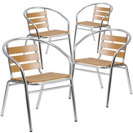 Flash Furniture 4 Pack Commercial Aluminum Restaurant Stack Chair 4-TLH-017W-GG