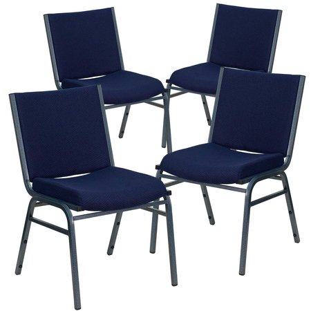 Flash Furniture HERCULES Series Heavy Duty Navy Blue Dot Fabric Stack Chair 4-XU-60153-NVY-GG