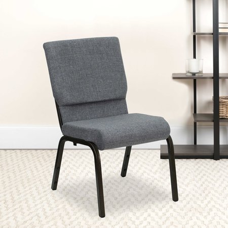 FLASH FURNITURE Gray Fabric Church Chair 4-XU-CH-60096-BEIJING-GY-GG