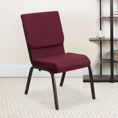 FLASH FURNITURE Burgundy Fabric Church Chair 4-XU-CH-60096-BYXY56-GG