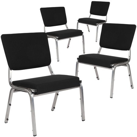 Flash Furniture 4 Pack HERCULES Series 1000 lb. Rated Black Antimicrobial Fabric Bariatric Medical Reception Chair with 3/4 Panel Back 4-XU-DG-60442-660-2-BK-GG