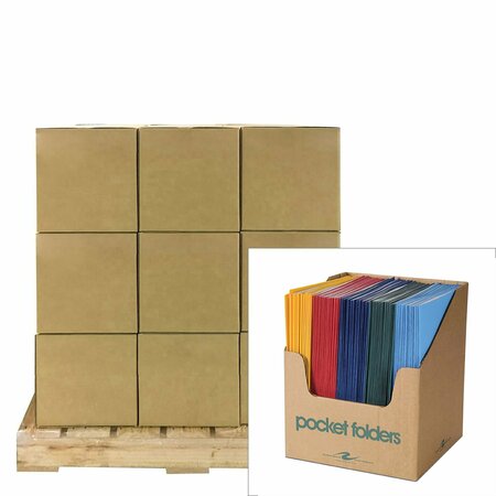 ROARING SPRING Pallet of 100 Pocket Folders in Counter Display, 11.75"x9.5", Twin Pockets hold 25 sheets each 50200PL
