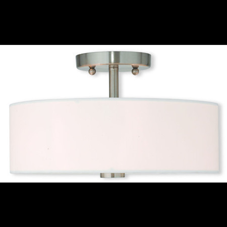 LIVEX LIGHTING Meridian 2 Light Brushed Nickel Ceiling Mount 51053-91