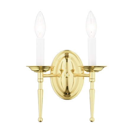 LIVEX LIGHTING Williamsburgh 2 Light Polished Brass Wall Sconce 5122-02