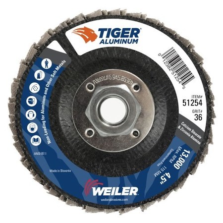 Weiler Fiber Disc, 4 1/2 in Dia, 5/8in Arbor 51254