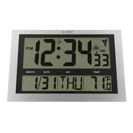 La Crosse Technology Atomic Dgtl Wall Clock, Jumbo LCD Display 513-1211