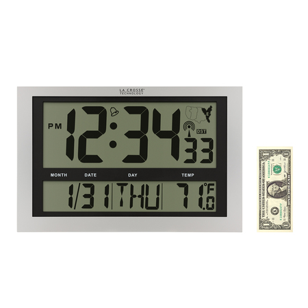 Zoro Select Atomic Dgtl Wall Clock, Jumbo LCD Display 513-1211