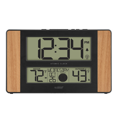 La Crosse Technology Atomic Dgtl Wall Clock, Temp/Moon Phase 513-1417-INT