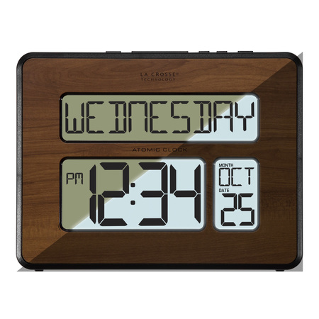 LA CROSSE TECHNOLOGY Atomic Dgtl Wall Clock, Wht Backlight 513-1419BL-WA-INT