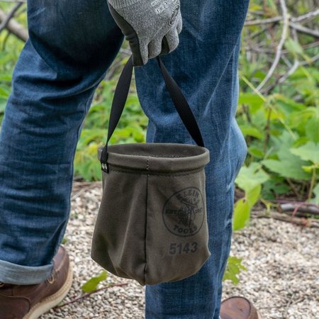 Klein Tools Bucket Bag, Green, Canvas, 2 Pockets 5143