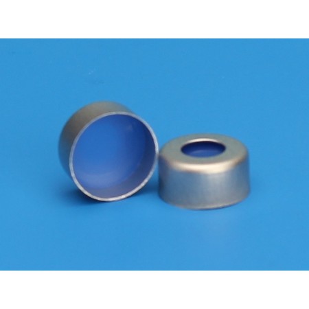 JG FINNERAN Silver Seal, 1mm Thick Clr PTFE/Blue Silicone Septa, Ultra Low 5150UL-11