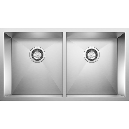 BLANCO Precision 16" Medium Equal Double Bowl, Undermount Mount, 0 Hole 516211