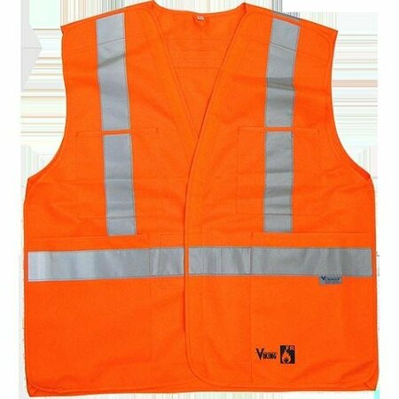 VIKING Flame Resist Vest, Class 2, 4XL/5XL, Orange 6136FR-4XL/5XL