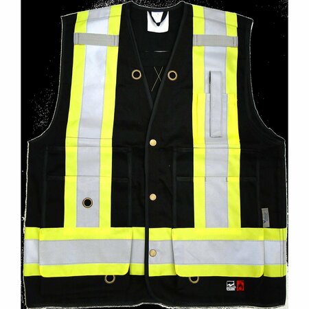 VIKING Safety Vest, Black, S, 28-1/2" L, Class 1 6165FR-S