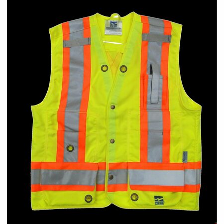 VIKING Surveyor Vest, Mens, ANSI CLASS 2, Grn, 4XL 6165G-XXXXL