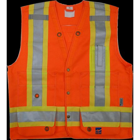 VIKING Surveyor Vest, Mens, ANSI CLASS 2, Org, 2XL 6165O-XXL
