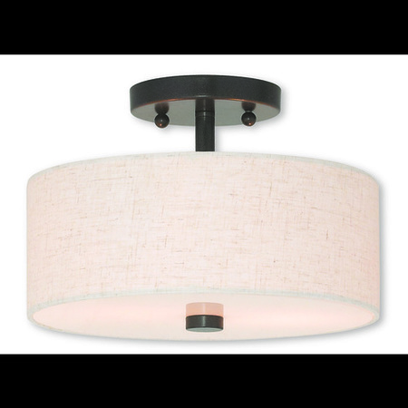 LIVEX LIGHTING Meridian 2 Light English Bronze Ceiling Mount 52133-92