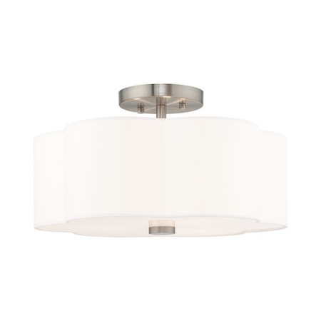 LIVEX LIGHTING Chelsea 3 Light Brushed Nickel Ceiling Mount 52153-91