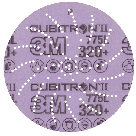 3M CUBITRON Clean Sand Film Disc, 5", 320+, Die500LG 775L 850