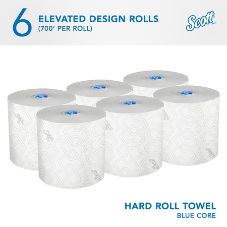 Kimberly-Clark Professional Pro High-Capacity Hard Roll Towels for Blue Core Dispensers, White, (700'/Roll, 6 Rolls/Case) 53925