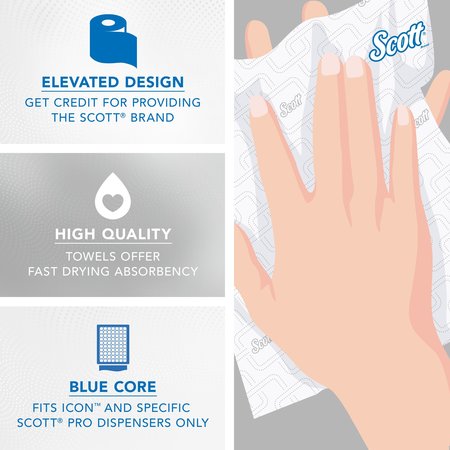 Kimberly-Clark Professional Pro High-Capacity Hard Roll Towels for Blue Core Dispensers, White, (700'/Roll, 6 Rolls/Case) 53925