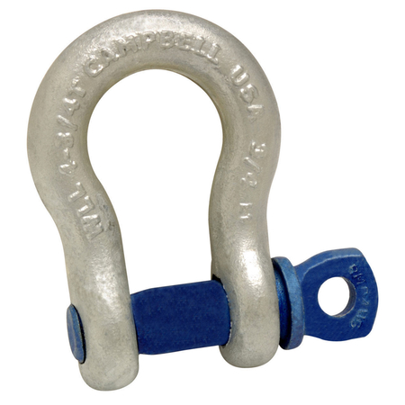 CAMPBELL CHAIN & FITTINGS 3/4" Anchor Shackle, Screw Pin, Forged Carbon Steel, Galvanized 5411235