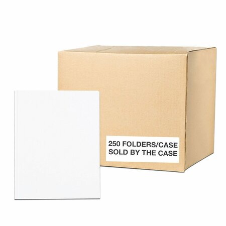 Roaring Spring Case of White Pocket Folders w/Prongs, 11.75"x9.5", Twin Pockets hold 25 sheets ea, 11 pt tag board 54122cs