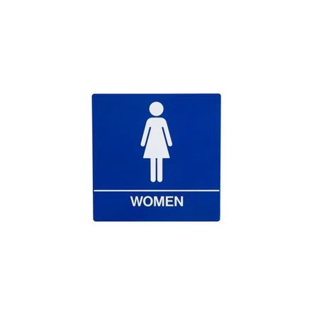 TRIMCO Blue ADA Square Womens Restroom Sign with Braille Blue 508.BLUE