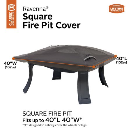 Classic Accessories Fire Pit Cover, Cover, Sqr. Fire Pit, Grey 55-148-015101-EC